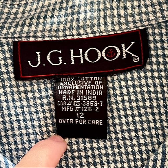 J. G. HOOK SHORT SLEEVE BLUE & WHITE GINGHAM DRESS WITH EMBROIDERED DETAILS 🤍💙 - Picture 3 of 5